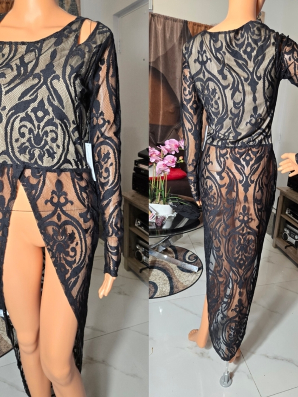 VENUS Black and Beige Lined Garment